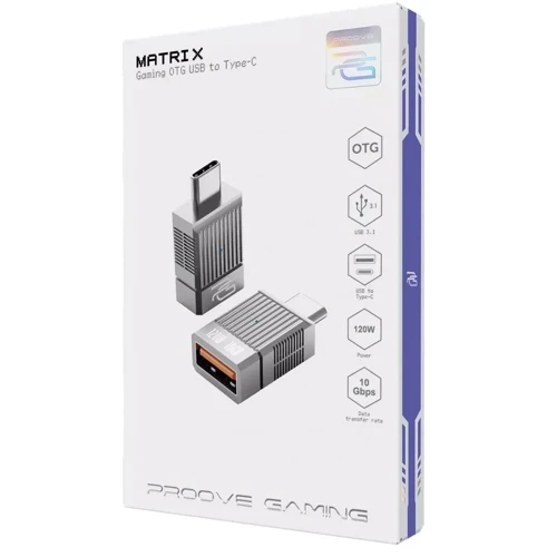 Адаптер Proove OTG Adapter Gaming Matrix USB to USB-C Silver (HBMA00101006): Интерфейс подключения USB-C