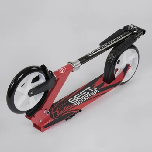 Самокат двоколісний Best Scooter з кольоровими PU колесами Black / Red (98414): Кількість коліс 2
