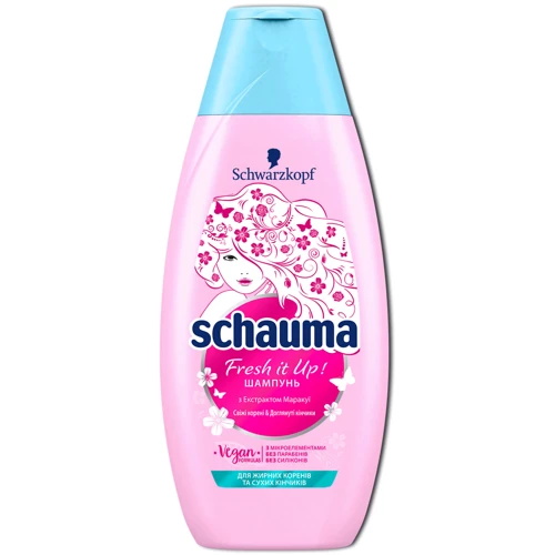 Schwarzkopf Schauma "Fresh it UP" 400 ml Шампунь с экстрактом Маракуйи для волос жирных у корней и сухих на кончиках