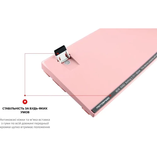 Клавиатура Motospeed GK82 Outemu Red USB/Wireless Pink (mtgk82pmr): Тип клавиатуры компактная