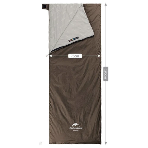 Спальный мешок Naturehike Lightweight Summer LW180 NH21MSD09, (15°C), p-p M, коричневый (6927595777954): Длина 190 см
