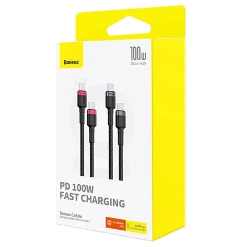 Кабель Baseus Cable USB-C to USB-C Cafule Charging (2pcs) 100W 1м Gray/Red (P10318306003-00) фото 4