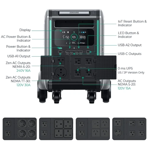 Зарядна станція Zendure SuperBase V6400 6438Wh 4000W (ZDSBV6400) UA: Ємність акумулятора, Вт/год 6438