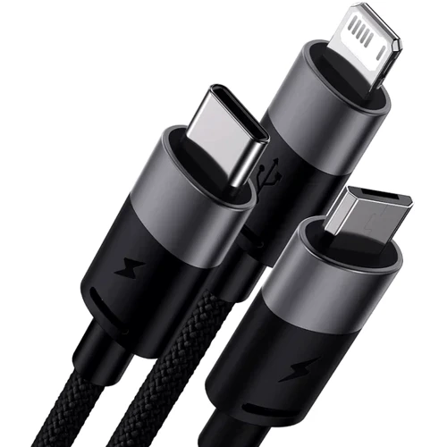 Кабель Baseus USB Cable to Lightning/microUSB/USB-C StarSpeed Fast Charging 3.5A 0.6m Black (P10319900111-00): Тип USB-C - Lightning/microUSB/USB-C