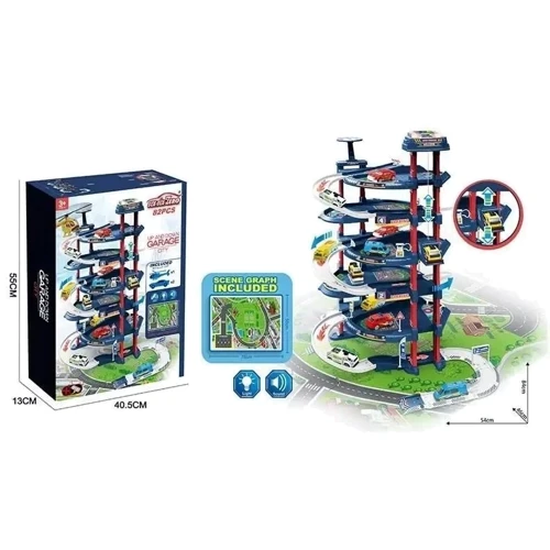 Гараж 6-поверховий, 82 деталі, вертоліт, машинки, світло, звук, ліфт (660-A327)