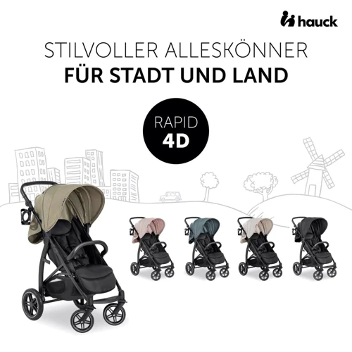 Коляска прогулочная Hauck Rapid 4D Dusty Rose (14897-6): Материал колес резина