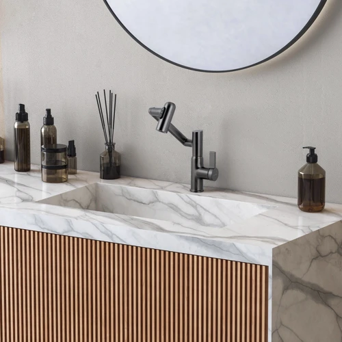 Смеситель для раковины Lefton Single-Hole Rotatable Faucet with Temperature Display-BF2204 Grey