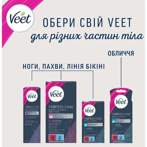 Veet Professional Восковые полоски для депиляции для сухой кожи с Алое Вера 12 шт фото 2