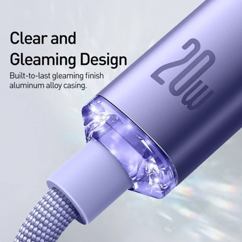 Кабель Baseus Cable USB-C to Lightning Crystal Shine 20W 2m Purple (CAJY000305) фото 4