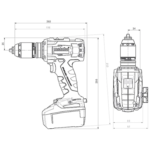 Шуруповерт Metabo BS 18 LTX BL I (602358840): Тип патрона быстрозажимной
