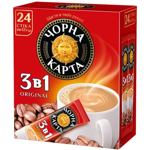 Напиток кофейный растворимый Чорна Карта 3 в 1 Original 24х12 г (8719189233742)