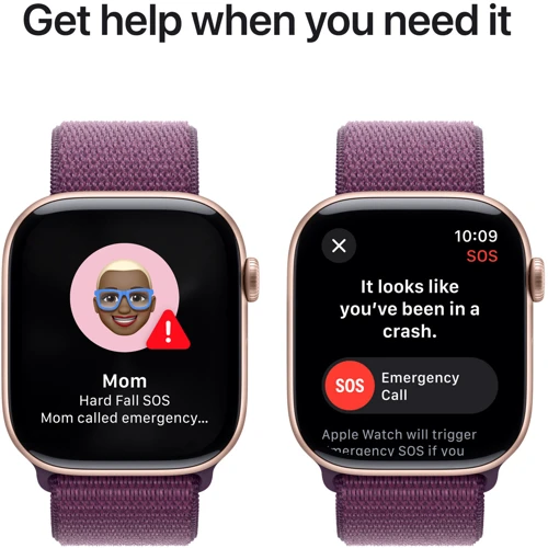 Apple Watch Series 10 46mm GPS + Cellular Rose Gold Aluminium Case with Plum Sport Loop (MWY83)