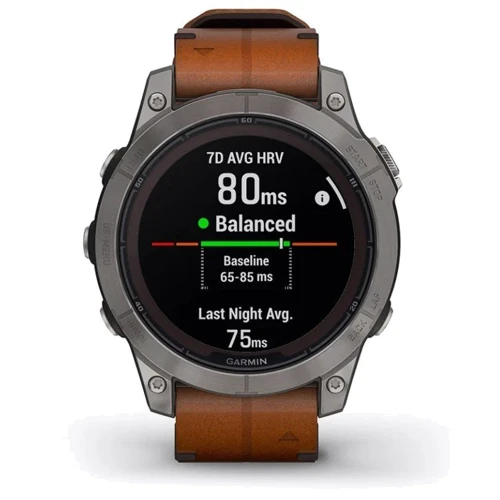 Смарт-часы Garmin Fenix 7 Pro Sapphire Solar Titanium with Chestnut Leather Band (010-02777-30): Особенности С большой автономностью, Солнечная батарея, С сапфировым стеклом, Металлический корпус, Большой экра