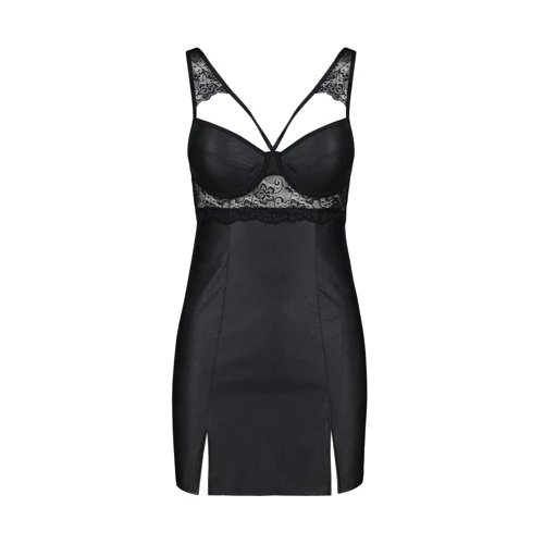 Бэби-долл из эко-кожи и кружева Loona Chemise black XXL/XXXL - Passion