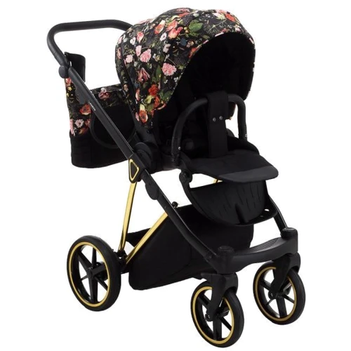 Универсальная коляска 2 в 1 Adamex Porto Special Edition Gold Flowers-1 черная (625663): Материал колес EVA