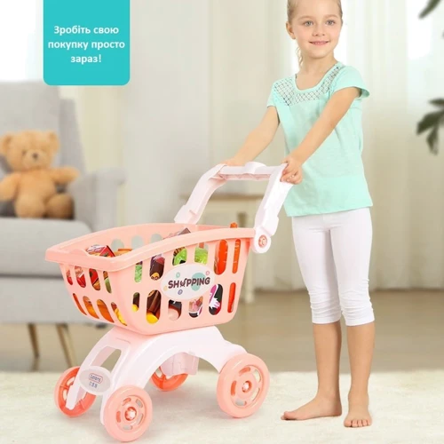 Детская тележка для покупок в супермаркете Beiens розовая (В8103-05pink)