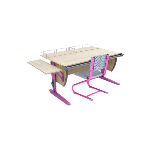 Стол универсальный трансформируемый СУТ.15-02 (45 см*88 см) + Полка задняя СУТ.15.210 (2 шт.) + Полка навесная СУТ.14.230 + Стул СУТ.01 (пластик) клен/розовый: Возраст ребенка от 6-ти лет