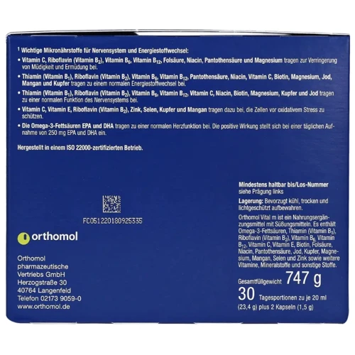 Orthomol Vital M Вітаміни для чоловіків 30 днів 30 порцій (питні пляшечки/капсули): Стать Мужской