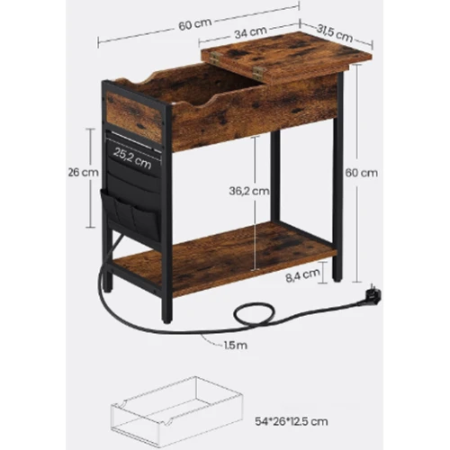 Журнальный столик Leobert Olmi USB вход + розетка в стиле Loft: Форма столешницы Прямоугольная