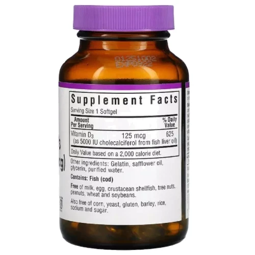 Bluebonnet Nutrition Vitamin D3 Витамин D3 5000IU (125 мкг) 100 желатиновых капсул: Тип Витамин D