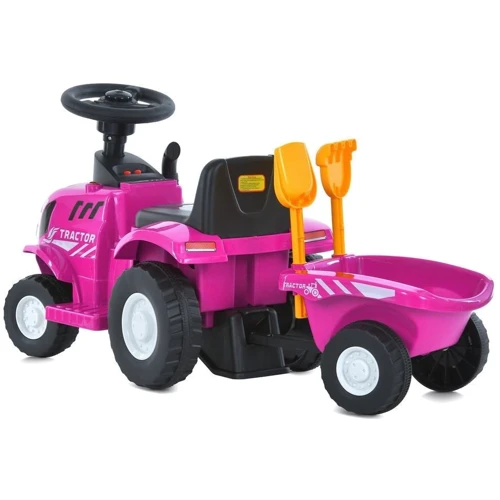 Дитячий електромобіль-каталка 2в1 Bambi Трактор з рожевим причепом (M 6153B-8)