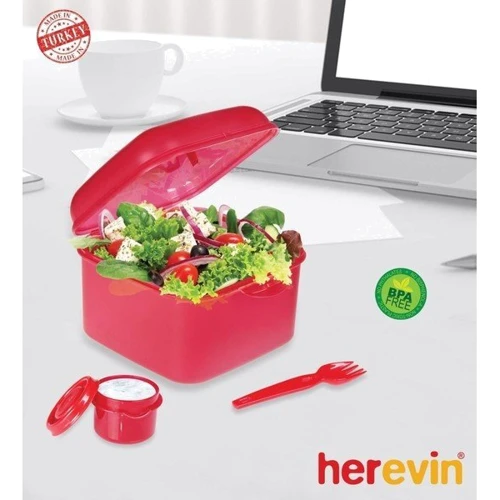 Ланч бокс Herevin Salad Box Mix Coloured с приборами (161450-000): Количество отделений 1
