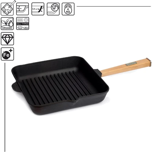 Чавунна сковорода гриль Brizoll Optima 280х280х50 мм (O282850G-P)