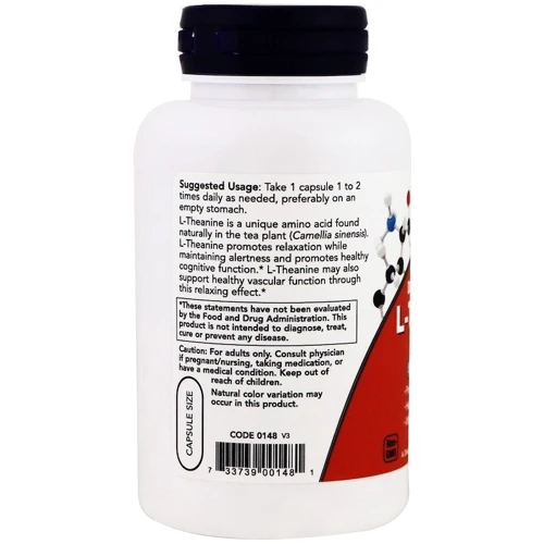 Now Foods L-Theanine, 200 MG  120 VCAPS L-теанин: Форма выпуска Капсулы