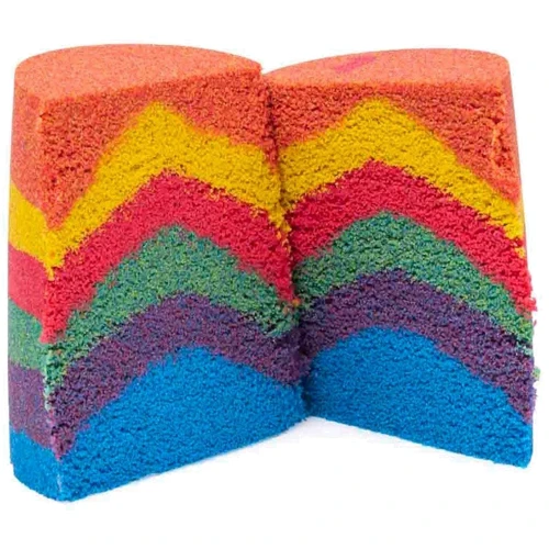 Набор песка для детского творчества Kinetic Sand Радужный микс, красный, желтый, синий, 383 г (71402B): Возраст от 3-х лет