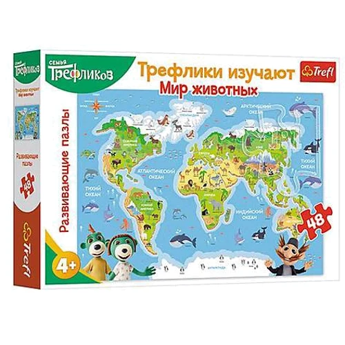 Обучающие пазлы Trefl Трефлики изучают: Мир животных, 48 элементов