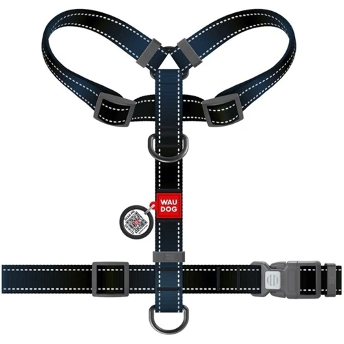 Шлея для собак WAUDOG Nylon Mono анатомическая H-образная с QR-паспортом светоотражающая пластиковый фастекс М черный Ш 20 мм А 40-70 см В 50-80 см (52721): Производитель WAUDOG