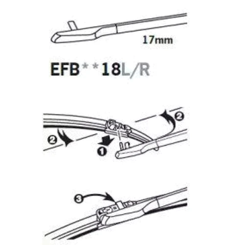 Дворник бескаркасный TRICO ExactFit Flat (400мм) EFB4018L: Конструкция бескаркасная