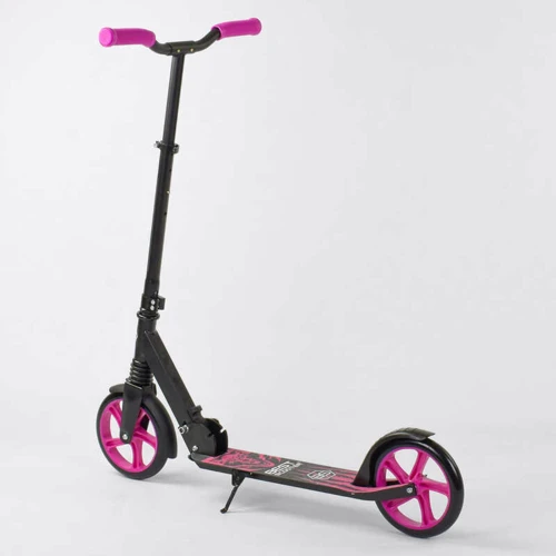Самокат двухколесный Best Scooter "WOLF" с PU колесами, аммортизатором Black/Pink (87743): Тип колес литые