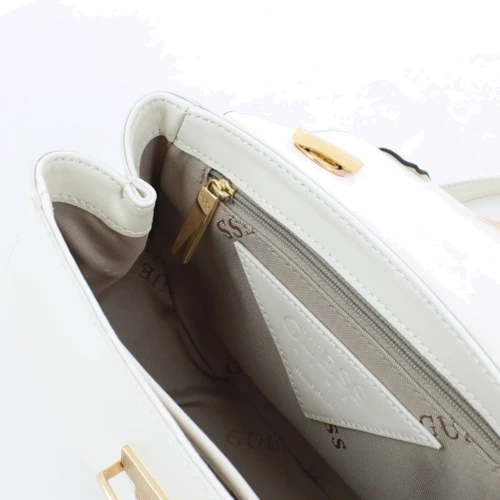 Женская сумка кросс боди Guess Maelle черно-белая (HWMAE1L7221-CAM): Фактура Матовая, Гладкая