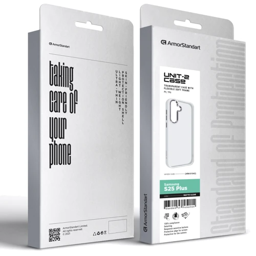Чохол для телефона ArmorStandart UNIT2 Case Matte Clear для Samsung S936 Galaxy S25 Plus (ARM81842): Матеріал TPU (термополиуретан) и поликарбонат