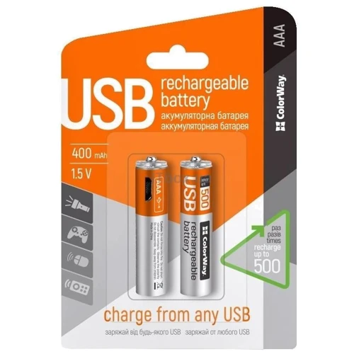 ColorWay AAA micro USB 400 mAh * 2 (CW-UBAAA-01)