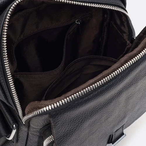 Мужская сумка через плечо Borsa Leather черная (k19747-black): Фактура Матовая