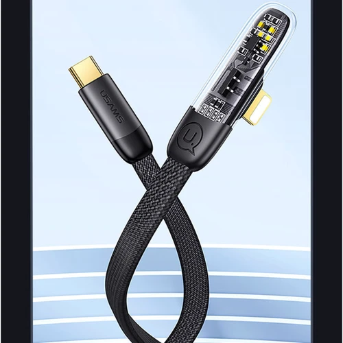 Кабель Usams Cable USB-C to Lightning Right-Angle PD 20W 2m Black (US-SJ586) фото 4