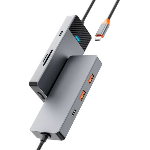 Адаптер WIWU Adapter Linker A721HD 7in1 USB-C to USB-C+2xUSB3.1+HDMI+SD/MicroSD+PD Grey: Інтерфейс підключення USB-C