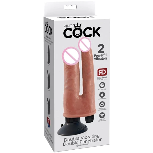 Вибратор для двойного проникновения Pipdream King Cock Vibrating Double Penetrator