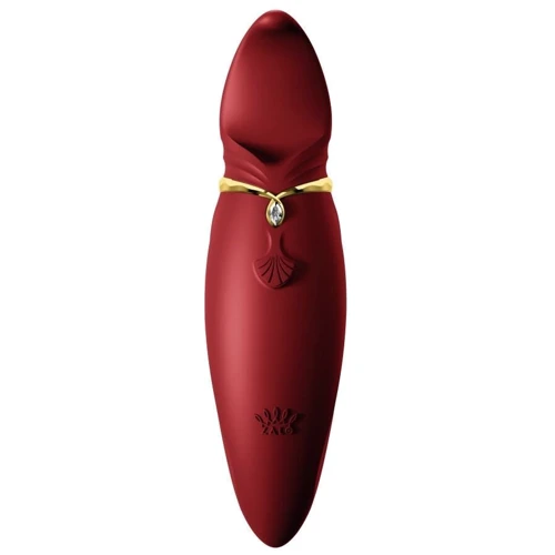 Вибратор 2в1 с язычком Zalo - Hero Wine Red (кристалл Swarovski)