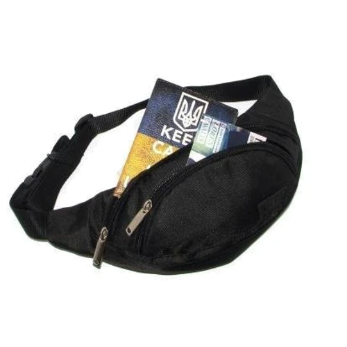 Чоловіча поясна сумка DNK Leather чорна (DNK Banan col.1): Застібка Блискавка
