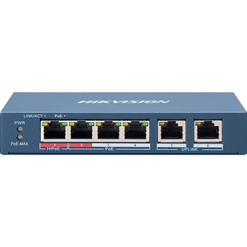 Сетевой коммутатор Hikvision DS-3E0106P-E/M: Порты только Fast Ethernet (10/100)
