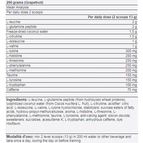 Аминокислота для спорта Yamamoto Nutrition Essential Amino Energy 200 g /15 servings/ Grapefruit: Вкус Грейпфрут