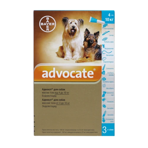 Капли Bayer/Elanco Advocate для собак 4-10 кг от заражений эндо и экто паразитами 3 пипетки/1 уп. (4007221037392) фото 5