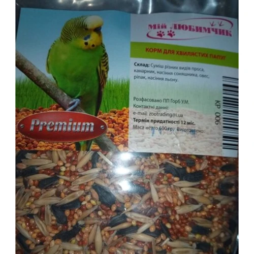 Корм Мой Любимчик Premium для волнистых попугаев 600 г