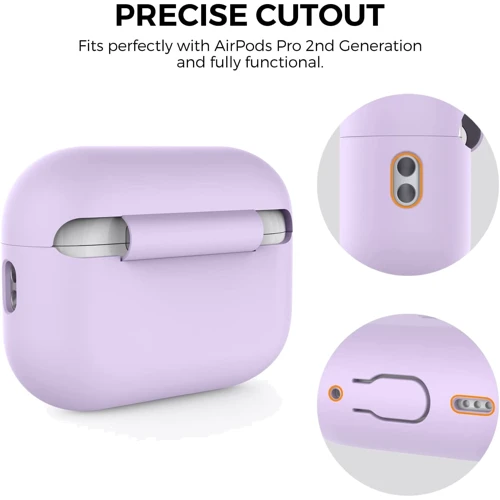 Чохол для навушників AhaStyle Silicone Case with strap Lavender (X003E43NBX) для Apple AirPods Pro 2 фото 3