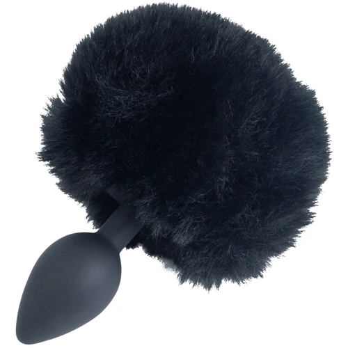 Анальная пробка с хвостом Punishment - Bunny Tail Silicone Anal Plug - Black
