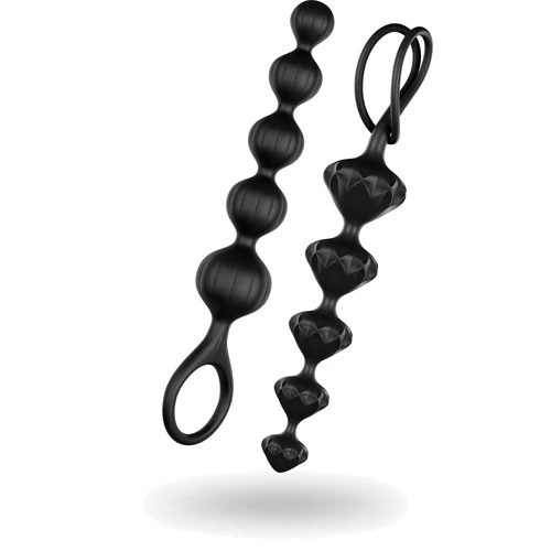 Satisfyer Beads Silicone black - анальные шарики, 20.5х3.4 см, черный