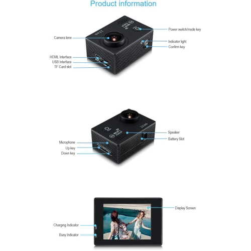 Экшн-камера XoKo EVR-010 4K Wi-Fi: Разрешение видео 1920 x 1080, 1280 x 720
